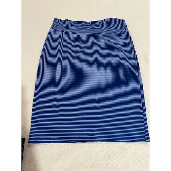 New LuLaRoe blue and white striped Cassie skirt - Picture 1 of 7